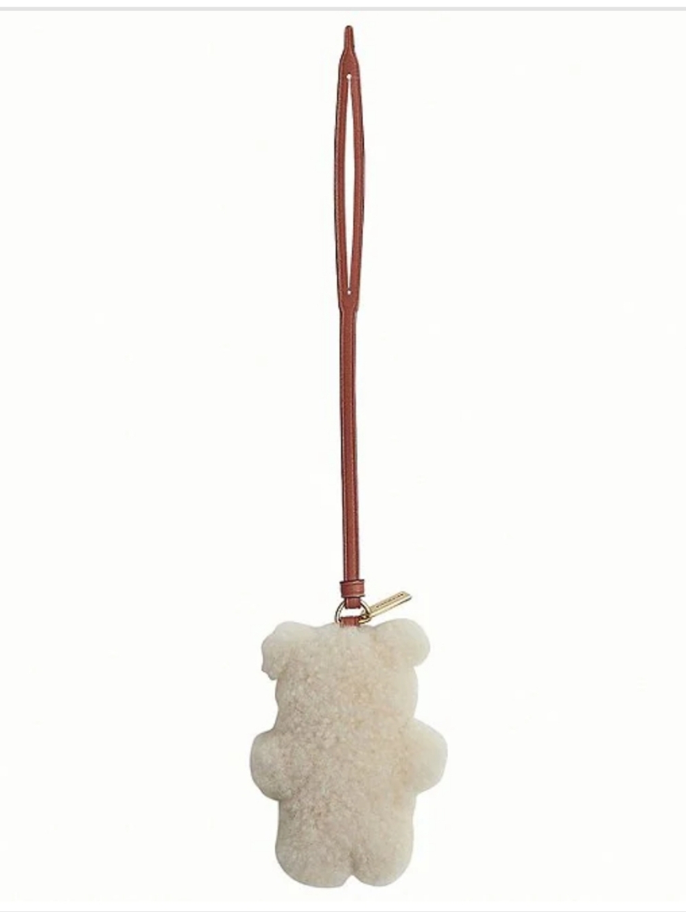 COACH Teddy Bear Puffy Bag Charm in Cream with Brown Strap